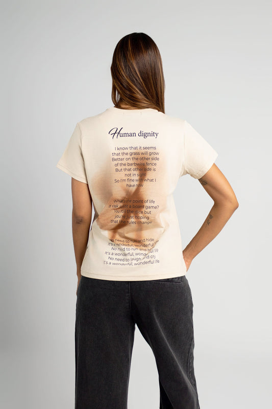 Camiseta Flor Beige