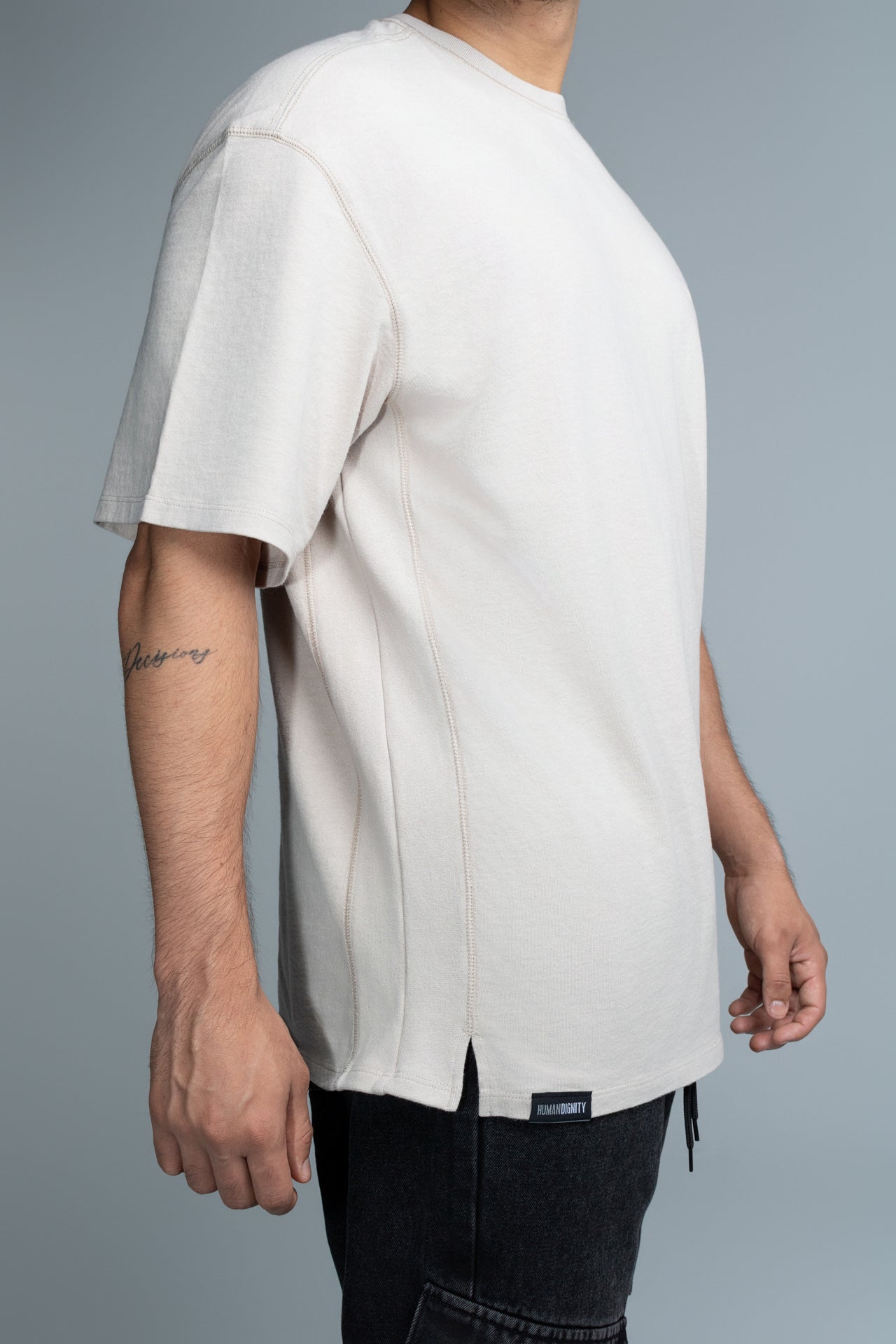 Camiseta RIB lateral Beige